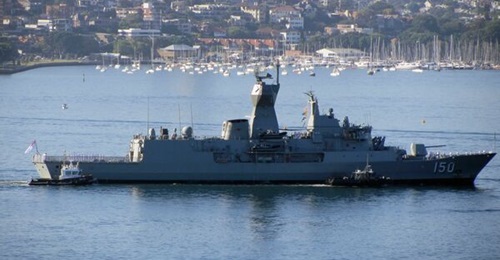 HMAS 
        
         seen here in the Sydney Harbour. The ship was decommissioned on 18 May 2024.