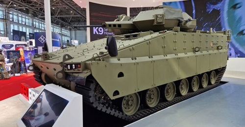 An AS21 Redback displayed at Hanwha's stand at BSDA 2024. It is likely that the Australian configuration of the Redback will form the basis of Hanwha's Romanian bid.