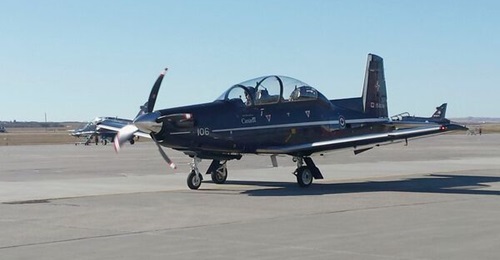 The Beechcraft CT-156 Harvard II, better known as the T-6A Texan II, that the Royal Canadian Air Force uses for some of its pilot training. The Texans will be replaced by Pilatus PC-9s under the new FAcT deal.