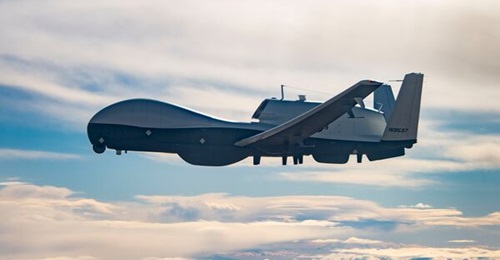 An MQ-4C maritime unmanned aerial vehicle in flight. Northrop Grumman hopes to sell the system to Norway.