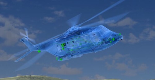 Concept drawing of Hensoldt AMPS fitted to helicopter.
