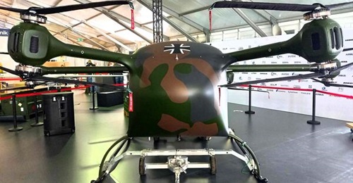 The Grille casevac UAV was showcased for the first time at ILA 2024, where it was displayed in German Army colours.