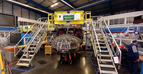 The NH90 final assembly and retrofit line at Airbus Helicopters' Marignane facility in southern France. The NAHEMA and the NHI consortium have now agreed the SR3 retrofit to run from 2026 to 2027.