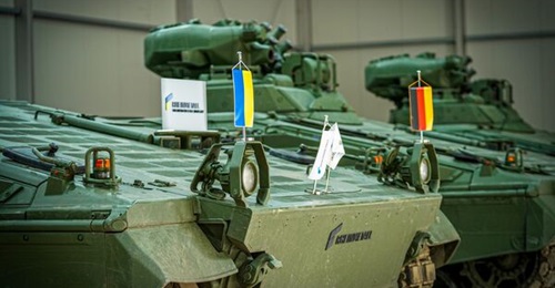 Marder IFVs at a Rheinmetall-Ukrainian repair facility in Western Ukraine on 10 June 2024.