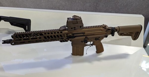 Sig Sauer's XM7 6.8 mm rifle, seen at Eurosatory 2024.