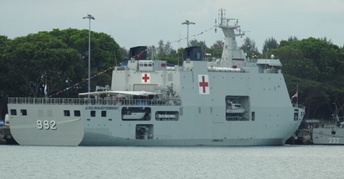Indonesian hospital ship KRI 
        
         seen here at Changi Naval Base in 2023. PT PAL has received an RFI for the vessel type from the Philippine Navy.