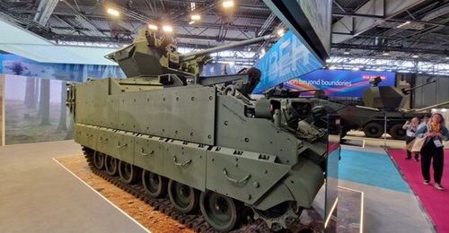 The AMPV at Eurosatory featured an MCWS (Samson 30 mm) unmanned turret armed with an XM-813 30 mm cannon from the Bushmaster family.