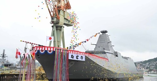 , the ninth Mogami-class frigate on order for the JMSDF, is seen here at its launch ceremony on 24 June 2024.