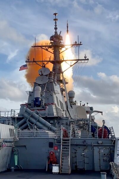 The US Navy is looking to modernise its MK 99 fire-control system, which manages the loading, arming, and launching of Standard Missile weapons such as the SM-6 missile shown here being launched by USS 
        
        .