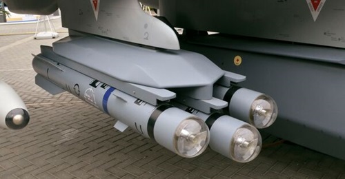 A Eurofighter carrying the Brimstone missile pack. Germany is to join Spain, the UK, and Qatar in fielding the combination, with a contract signed on 5 July.