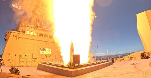 HMAS 
        
         fires Royal Australian Navy's first Standard Missile 6 during Exercise 'Pacific Dragon' 2024.