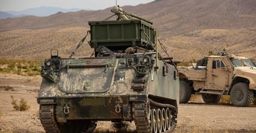The US Army's 3rd Infantry Division used an M113 armoured personnel carrier equipped with a mine-clearing charge during a training rotation in July 2024.
