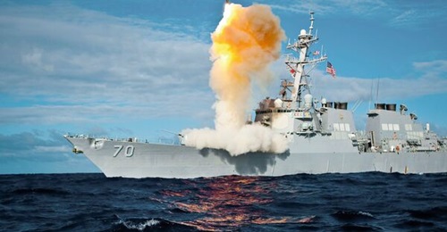The Aegis-class destroyer USS 
        
        (DDG 70) launches an SM-3 Block IA during exercise 'Stellar Avenger'.