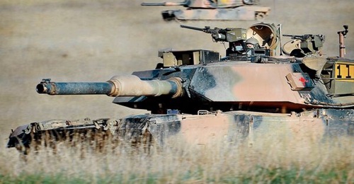 An Australian Army M1A1 Abrams tank is seen here at a military exercise. Australia is sending 49 M1A1 Abrams tanks to Ukraine.