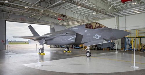 A F-35B as seen on 10 June 2021 at Lockheed Martin's production facility in Fort Worth, Texas. The company is finalising a plan for stabilising F-35 deliveries over the next 4-5 years following disruptions in 2020-21 due to Covid-19.