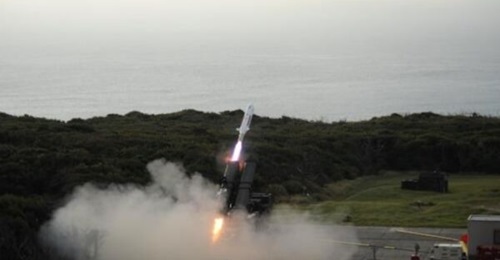 An image released by the Japan MoD on 6 December 2024, showing a test firing of the improved Type 12 missile.