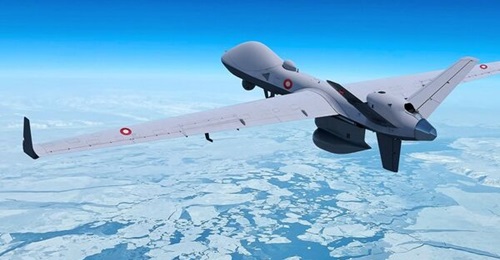 A rendering of the GA-ASI MQ-9B SkyGuardian/SeaGuardian unmanned aircraft system (UAS) in Royal Danish Air Force markings. Denmark announced on 22 July 2025 that it is acquiring four such air vehicles to be delivered between 2028 and 2029.