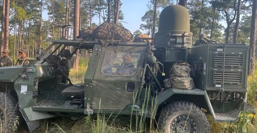 An Infantry Squad Vehicle carries a Tactical Electronic Warfare System - Infantry during the 101st Airborne training rotation at Fort Johnson, Louisiana.