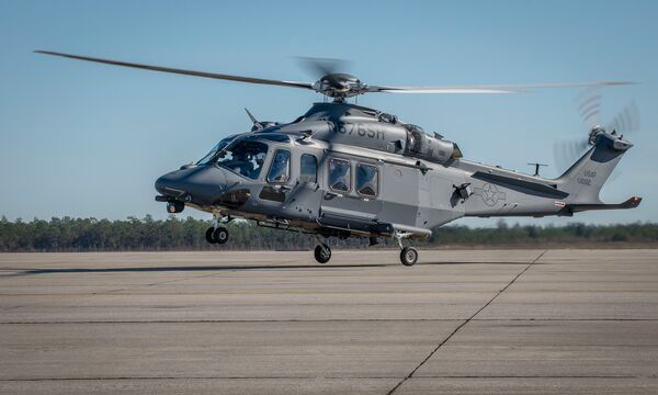 The Boeing MH-139A Grey Wolf helicopter of the USAF. A technical issue with a defensive system on the aircraft is preventing the service from earning a supplemental type certificate (STC) for the platform. (US Air Force)