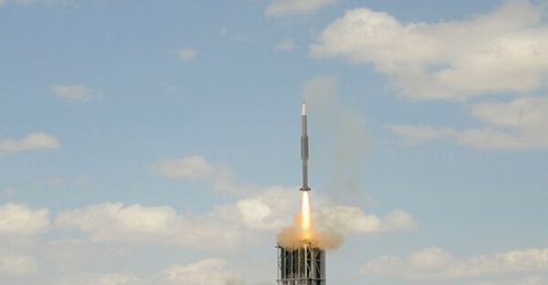 A Barak MR interceptor is seen being fired from the Barak MX launcher.