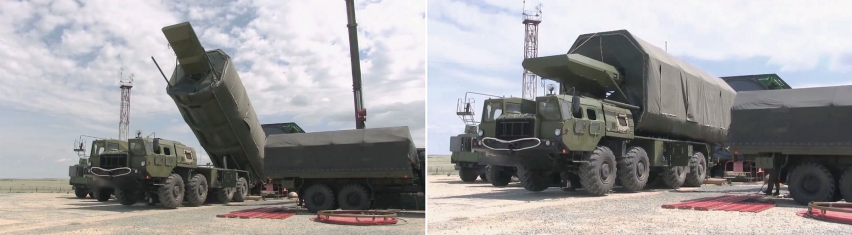 An UR-100N UTTH ICBM system equipped with the Avangard HGV before installation into a silo launcher. (Russian MoD )