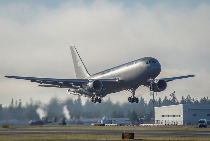 A KC-46A pictured during earlier flight trials. The USAF has now accepted the first of 179 tankers being procured under the KC-X programme. (Boeing)
