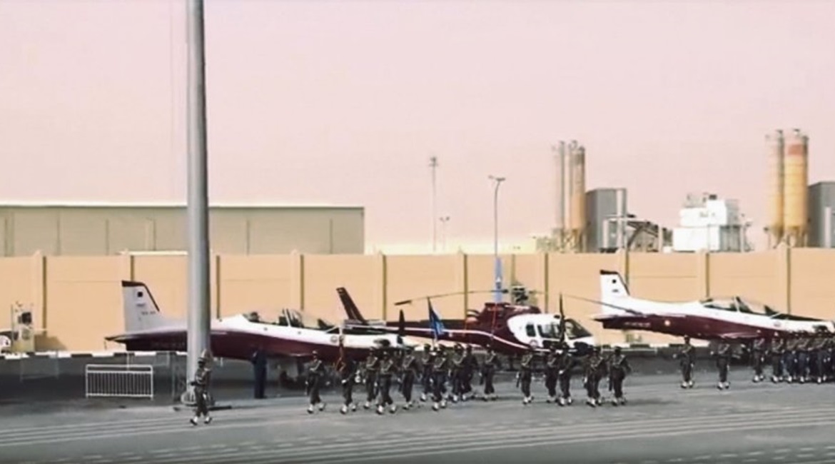 Footage of the graduation parade shows the H125s to be painted in the livery of the Qatar Armed Forces Air Academy.