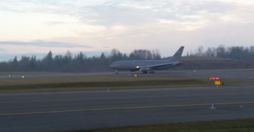 The first KC-46A delivery, destined for the McConnell Air Force Base in Kansas, departs from Boeing's Everett, Washington, facility on 25 January.