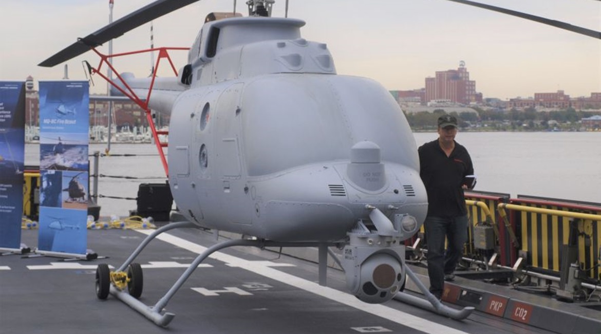 The MQ-8 Fire Scout is integral to USN airborne countermine mission packages.