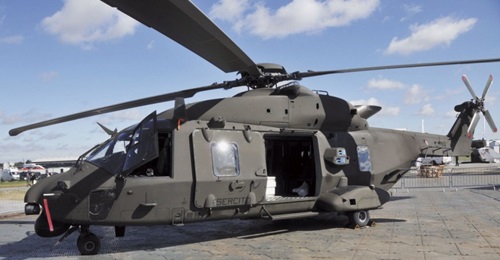 An Italian TTH-variant NH90. The MTT is designed to perform the same role but from a maritime environment, with NFH components such as folding rotors and tail-boom, as well as strengthened undercarriage.