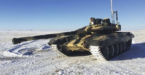 A Russian-designed T-72 MBT upgraded by Aselsan with a new gunner's sight, turret-mounted SARP, and a new FCS.