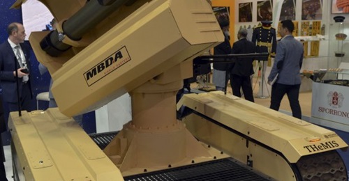 Milrem Robotics' IMPACT-equipped THeMIS UGV made its public debut at the IDEX 2019 exhibition in Abu Dhabi.