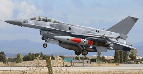 Rafael's new Rocks stand-off air-to-surface missile on the F-16I testbed during certification trials.