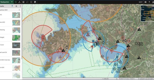 A screen shot of Systematic's Sitaware Maritime C2 software.