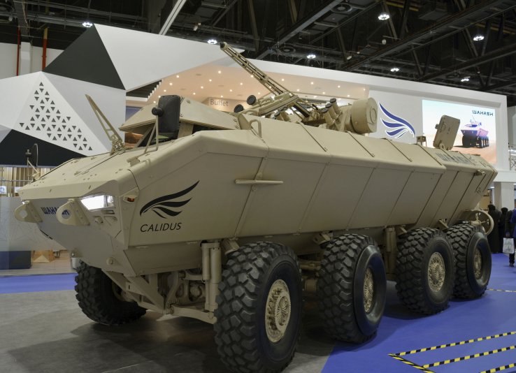 Calidus unveiled the Wahash 8x8 infantry fighting vehicle at the IDEX 2019 trade show in Abu Dhabi. (IHS Markit/Patrick Allen)