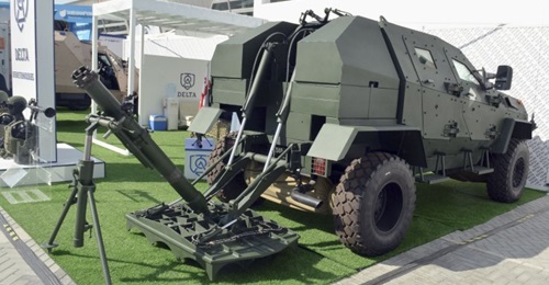 The Didgori Meomari 120 mm mobile mortar system from Georgia's Delta State Military Scientific-Technical Centre was displayed at IDEX 2019.