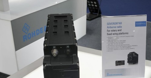 The R&S SOVERON AR software-defined radio seen at Aero India 2019.