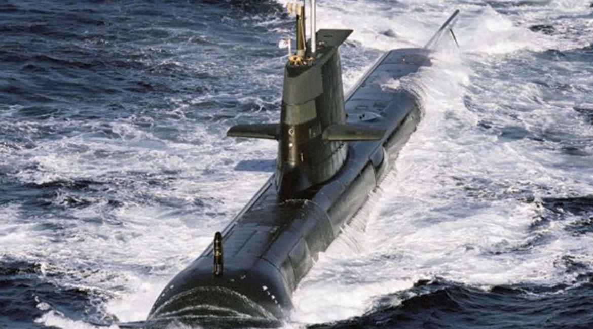 Collins-class submarine HMAS 
        
         at sea off western Australia. The Collins class could now end up staying in service into the 2030s.