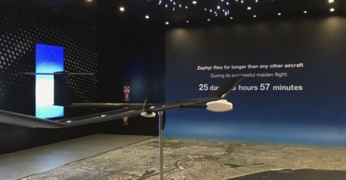 A model of the Zephyr HAPS pseudo satellite at the Avalon 2019 event.
