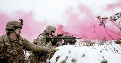 US soldiers participate in a live-fire training at Bemowo Piskie training area, Poland, in January. The exercise is intended to strengthen relationships among the allied nations and enhance combat readiness. As the US prepares for large-scale conflicts...