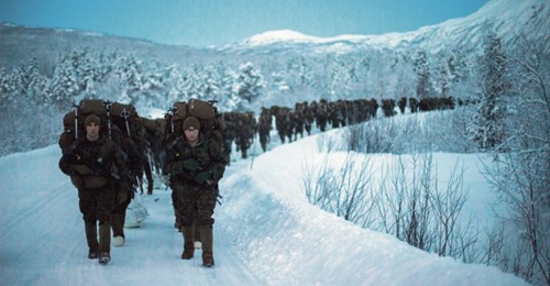 US marines with Marine Rotational Force-Europe 19.1 hike during an exercise in Norway. The Trump administration has sent Congress its FY 2020 budget request with USD718 billion slated for the Pentagon, but with less funding for the European Deterrence ...