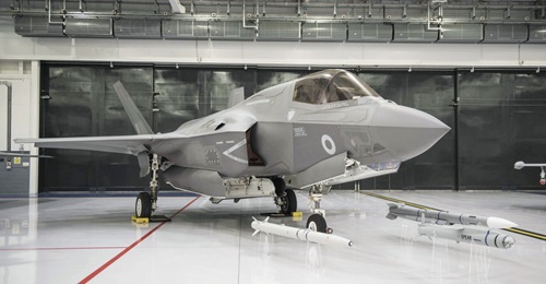 A UK F-35B seen with the ASRAAM, SPEAR, and Meteor missiles that will largely make up its national-specific weapons fit.