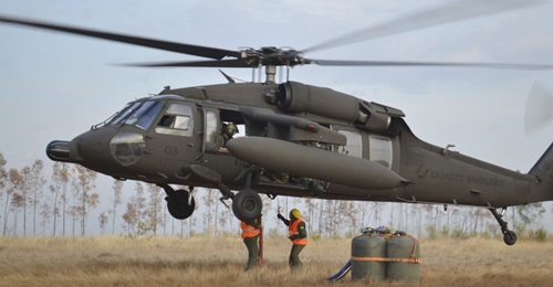 One of four Sikorsky S-70A (UH-60L equivalent) Black Hawk helicopters being used by Brazil's army. The aircraft have been operational with the 4th Battalion in Manaus since 1997.