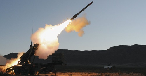 A PAC-3 Patriot missile being fired.