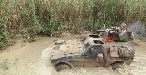 A standard French Army VBL fitted with a protected weapon station armed with a 12.7 mm M2 HB machine gun.