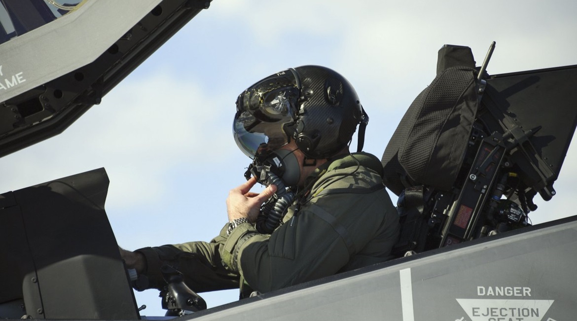 A USAF F-35A pilot from the 388th Fighter Wing goes through pre-flight checks. Pilots and maintainers recently completed the first F-35A rapid crew swap exercise, which reduces the time between sorties.