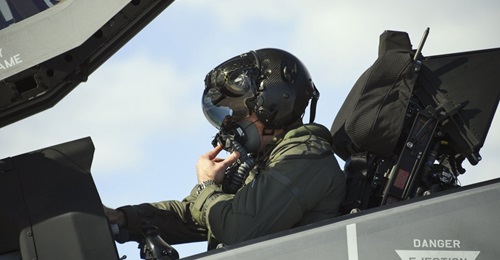 A USAF F-35A pilot from the 388th Fighter Wing goes through pre-flight checks. Pilots and maintainers recently completed the first F-35A rapid crew swap exercise, which reduces the time between sorties.