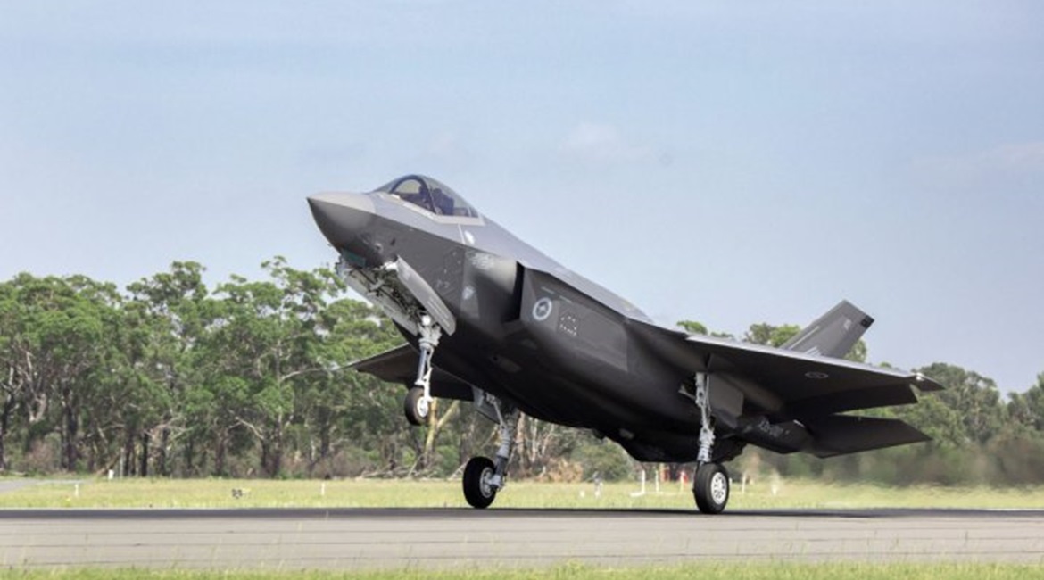 An Australian F-35A fighter arriving at RAAF Base Williamtown. Canberra will acquire a range of weapons and countermeasures for use by its F-35A and Super Hornet fighters under Project Air 6000 Phase 3.