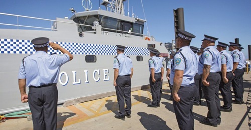 Members of the Tuvalu Police Force at the handover ceremony of