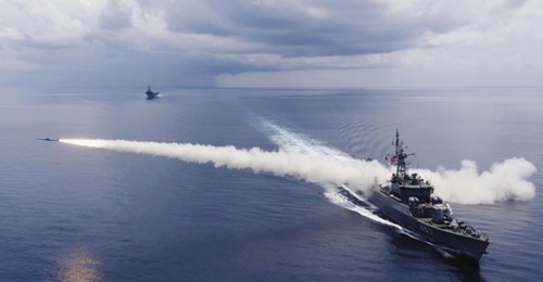 HTMS 
        
         firing the C-802A missile while in the Andaman Sea on 5 April.